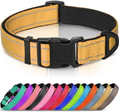 Joytale Reflective Dog Collar, Adjustable Neoprene Padded, Khaki XL by Joytale