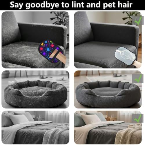 Tie-Dye Graffiti Pet Hair Removal Glove Brush Hair Remover Tool for Carpet - Image 3