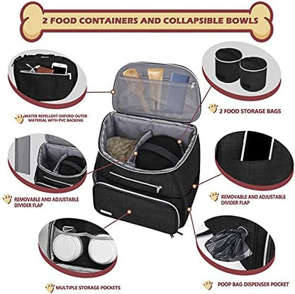 BAGLHER丨Dog Travel Bag Backpack, Airline Approved Pet Supplies Backpack, Dog Travel Bag with 2 Silicone Collapsible Bowls and 2 Food Baskets, Black - Image 2
