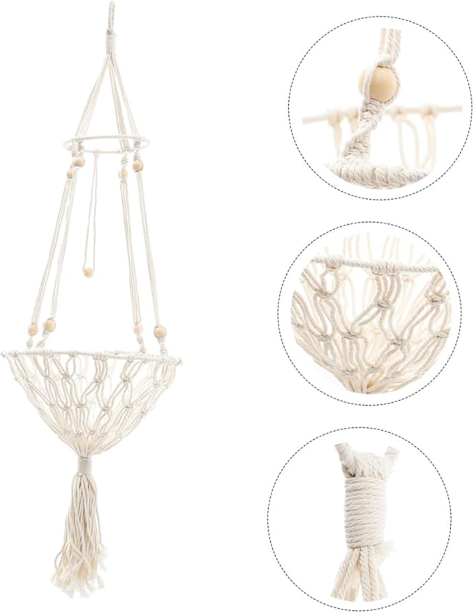 Cat Hammock Bed 40cm Bohemian Woven Hanging Nest Wear-Resistant Pet Hammock for Indoor Cats and Kittens to 30lbs