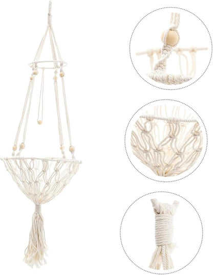 Cat Hammock Bed 40cm Bohemian Woven Hanging Nest Wear-Resistant Pet Hammock for Indoor Cats and Kittens to 30lbs