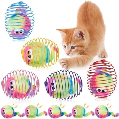 Jecery 5 Pcs Cat Toys Spring,Monster,Rainbow Color by Jecery