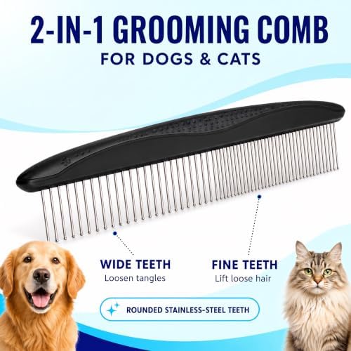 Pat Your Pet Deshedding Brush & Metal Comb Grooming Combo for Cats & Dogs - Image 2