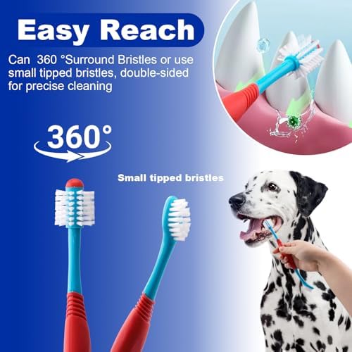 9 Pcs Dog Toothbrush Set, Three Sided Pet Toothbrush Brush,360º Pet Toothbrush Soft Nano Bristles Tooth Brush for Cat Dog Puppy Kitten Dental Care - Image 6