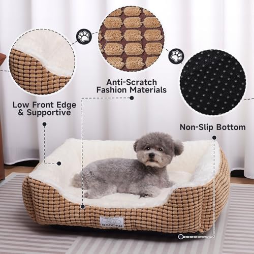 Dog Beds for Small Medium Dogs Washable, Calming Dog Bed Small Size Dog, Orthopedic Dog Bed, Warming Soft Calming Sleeping Puppy Bed Durable Pet Bed with Anti-Slip Bottom (25 inch, Coffee) - Image 4