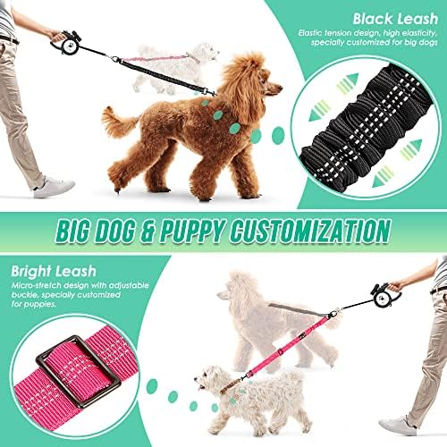 AUTOWT Two Dog Lead, 2 in 1 Upgraded Double Dog Leash Attachment Combine Adjustable Strap and Shock Absorbing Bungee No Tangle Dual Training Splitter for Different Size Dogs - Image 3