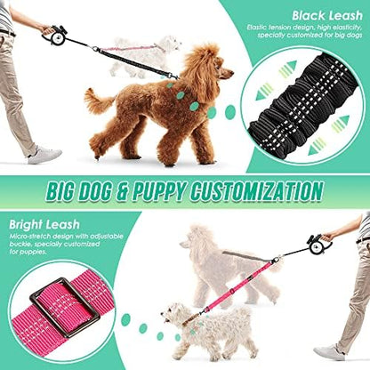 AUTOWT Two Dog Lead, 2 in 1 Upgraded Double Dog Leash Attachment Combine Adjustable Strap and Shock Absorbing Bungee No Tangle Dual Training Splitter for Different Size Dogs - Image 3