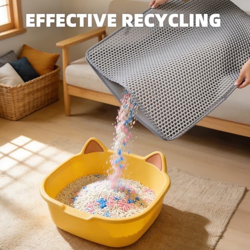 Cat Litter Mat 24x15 Inches, Honeycomb Double Layer Litter Trapping Mat, Waterproof Leakproof Urine Proof Cat Litter Box Mat for Cat Litter Box Area, Floor, Kitty Litter Rug - Image 5