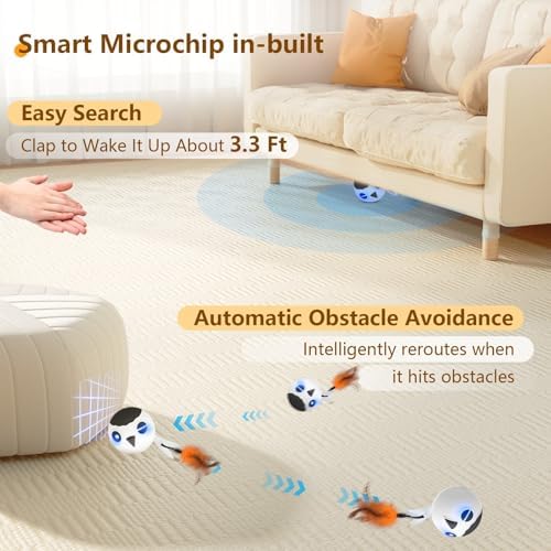 Cat Toys Ball, Smart Motion Sensor Moving Ball with 4 Sounds& 3 Speed Modes - Image 3