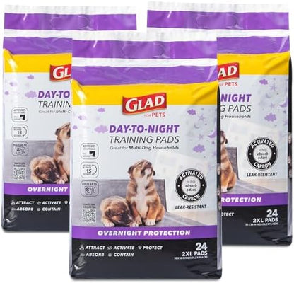 Glad for Pets Giant Activated Carbon Training Pads, 30 x 36 In, 24 Ct, 3-Pk by GladTrashFoodStorage