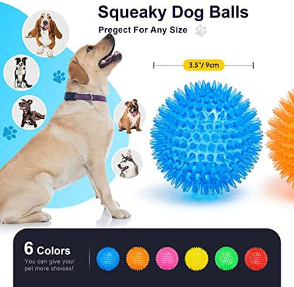 VITEVER 3.5” Squeaky Dog Toy Balls (6 Colors) Puppy Chew Toys for Teething, BPA Free Non-Toxic, Spikey Dog Balls for Medium, Large & Small Dogs, Durable Toys for Aggressive Chewers (Pack of 2) - Image 2