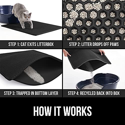 GORILLA GRIP Honeycomb Cat Litter Box Mat, Soft on Paws, 24x15 Black - Image 3
