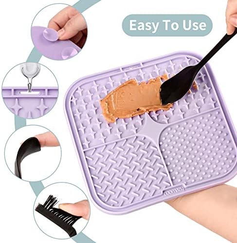 Coomazy Lick Mat for Dogs Cat Slow Feeder Lick Mat with Suction Cups 2 Pack - Image 3