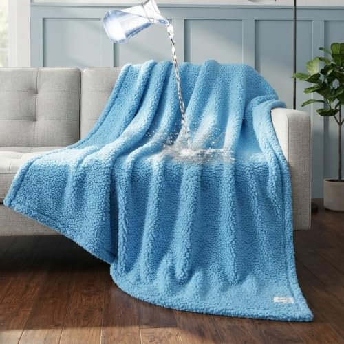 Blue Pet Blankets for Dogs Reversible Waterproof Pets Bed Cover Puppy Cat Blankets Leakproof Sofa Couch Washable Covers Doggie Beds Mats for Warm-Lake Blue,XL - Image 4