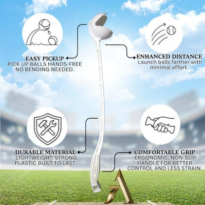 AnNafi Speed Arm Cricket Practice Launcher & Ball Pickup | Dog Thrower | Fetch & Fold Set | Cricket Equipment (With Tennis Ball, White) - Image 5