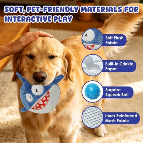 XIAPIA 3-in-1 Plush Shark Squeaky Dog Toys for Aggressive Chewers - Image 5