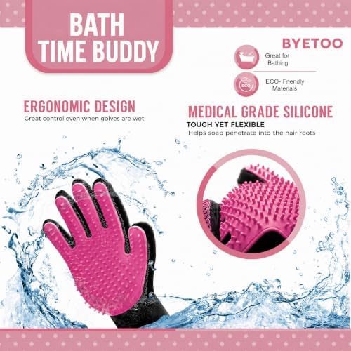 BYETOO Pet Dog Cat Grooming Glove with 261Tips,Gentle Deshedding Brush Glove,Efficient Pet Hair Remover Mitt,Massage Tool with Enhanced Five Finger Design,for Dog,Cat,Rabbit,Horse with Long/Short Fur - Image 4