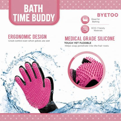 BYETOO Pet Dog Cat Grooming Glove with 261Tips,Gentle Deshedding Brush Glove,Efficient Pet Hair Remover Mitt,Massage Tool with Enhanced Five Finger Design,for Dog,Cat,Rabbit,Horse with Long/Short Fur - Image 4