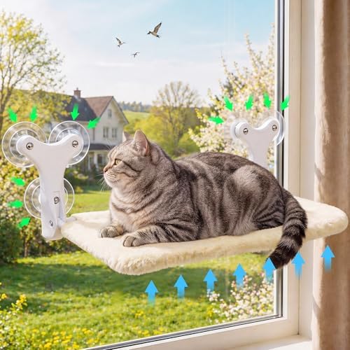 Aysoner Suction Cat Window Perch: 6 Suction Cups Sturdy Hold Up to 45lbs by Aysoner