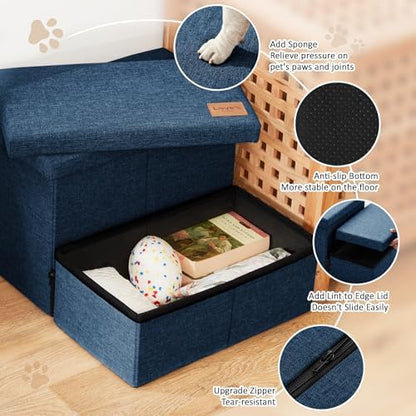 Love's cabin Dog Stairs for High Bed, Foldable Pet Stairs for Small Medium or Large Dogs Puppy with Storage for Bed or Couch, Cat Dog Steps Ramp with Zip up to 200 lbs, Navy Blue, 2 Steps - Image 3