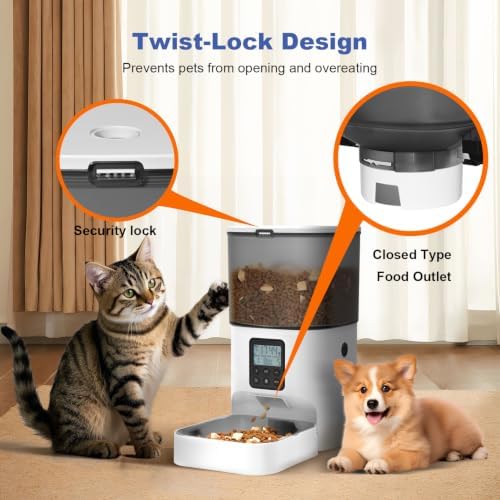 Automatic Cat Feeder, 4L Cat Food Dispenser with 10s Voice Recorder, Pet Feeder up to 8 Meals per Day, Timed Dog Feeder with Dry Food Sealed Ring - Image 4