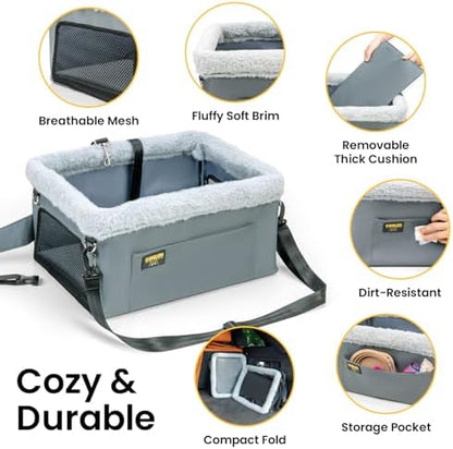 Conlun 2-Pack Dog Car Seat | Steel Frame Anti-Collapse | Small Pet | Grey - Image 5