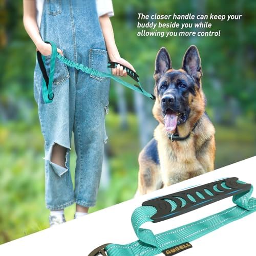 AUBELL Tactical Dog Leash Heavy Duty,4-6ft No Pull Bungee Leash,Teal - Image 3