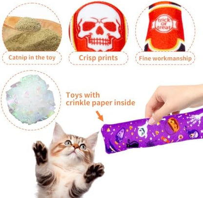 Random Halloween Catnip Toys for Indoor Cats with Crinkle 4 Pack - Image 4