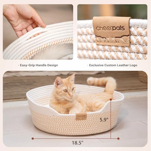 CHEERHOME PETS Handwoven Cat Basket Bed Cooling for Indoor Cat with Cushion - Image 5