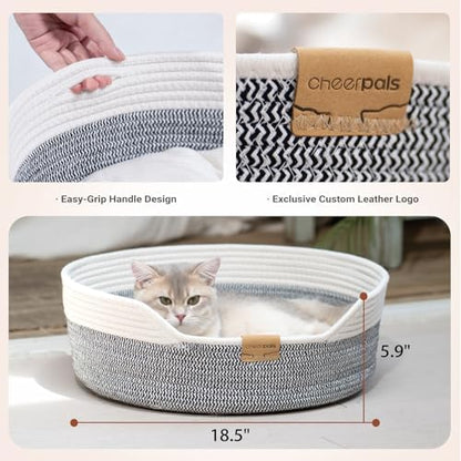 CHEERHOME PETS Handwoven Cat Basket Bed Cooling for Indoor Cat with Cushion - Image 5