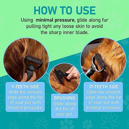 Maxpower Planet Pet Grooming Brush - Double Sided Undercoat Rake for Dogs and Cats, Extra Wide, Reduce Shedding by 95%, Grey - Image 5