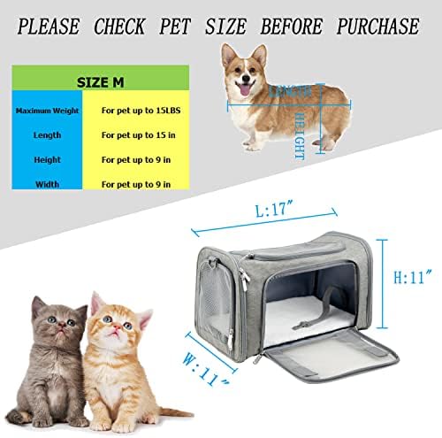Soft Sided Carrier for Small Medium Cats Dogs,TSA Airline Approved Collapsible Travel Pet Carrier Medium Grey - Image 4
