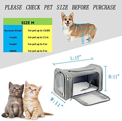 Soft Sided Carrier for Small Medium Cats Dogs,TSA Airline Approved Collapsible Travel Pet Carrier Medium Grey - Image 4