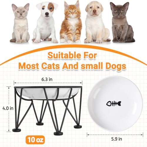 Elevated Ceramic Cat Bowls – Whisker-Friendly & Anti-Vomiting, Non-Slip Raised Cat Food Dishes – Stylish, Safe & Hygienic Feeding Set (2-Pack) - Image 3