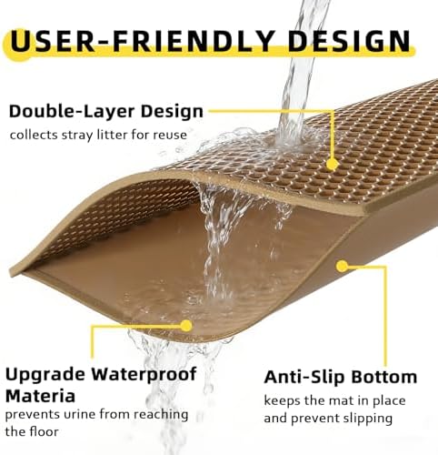 Cat Litter Mat, 30"x24", Waterproof, Easy to Clean (Brown-1Pack) - Image 3