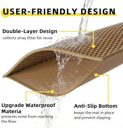 Cat Litter Mat, 30"x24", Waterproof, Easy to Clean (Brown-1Pack) - Image 3