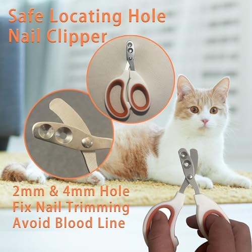 Cat Grooming Brush Kit 6 Tools - Deshedding & Dematting for Long/Short Hair, Self-Cleaning Slicker Brush with 6-in-1 Flea Comb for Cats & Kittens (Orange) - Image 5