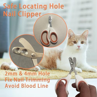 Cat Grooming Brush Kit 6 Tools - Deshedding & Dematting for Long/Short Hair, Self-Cleaning Slicker Brush with 6-in-1 Flea Comb for Cats & Kittens (Orange) - Image 5