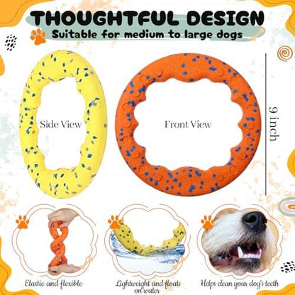 2 Pcs 9 Inch Dog Ring Dog Toy Flying Discs Training Ring Water Floating Fetch Toys Puppy Floating Pet Chewers for Throwing Catching Medium Large Breeds - Image 2