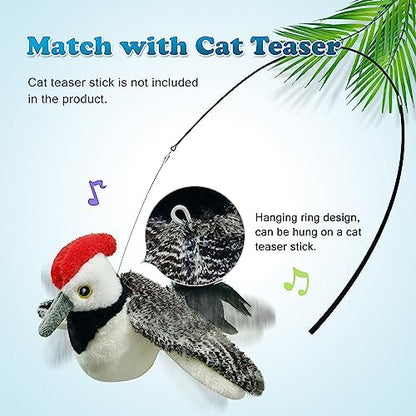 LEWISER Cat Toys, Flapping Wings Cute Woodpecker, No Flying, Chirping Bird Interactive Catnip Toy for Kitten or Small Dogs, Touch Activated, Rechargeable - Image 4