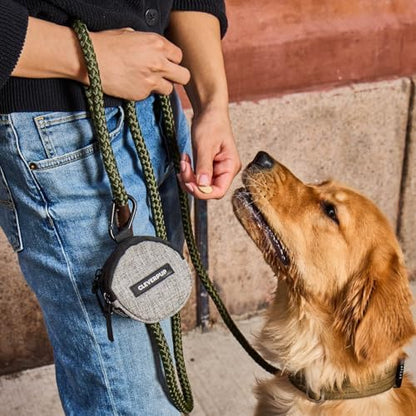 Cleverpup Snackpack Double Insulated Dog Treat Pouch – 1.5 Cup Capacity, 2 BPA-Free Waterproof Zipper Pockets, Carabiner for Belt/Leash – Compact Training & Travel Bag – Heather Grey - Image 3