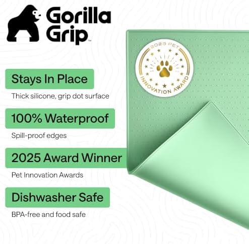 GORILLA GRIP Dog Food Mat, 100% Waterproof Silicone, 23x15 Mint - Image 2