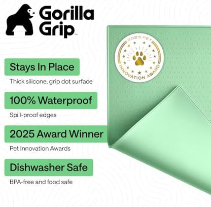 GORILLA GRIP Dog Food Mat, 100% Waterproof Silicone, 23x15 Mint - Image 2