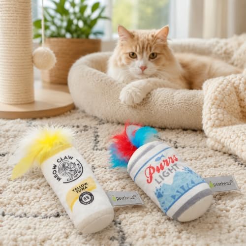 Pearhead Pet Crinkle, Feather, Catnip, and Teaser Pawty Time Cat Toy Set - Image 4