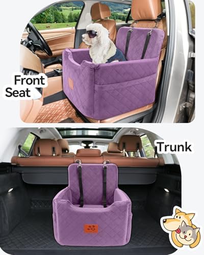 Dog Car Seat for Small/Medium Dogs, Memory Foam Dog Booster Car Seat Purple - Image 4