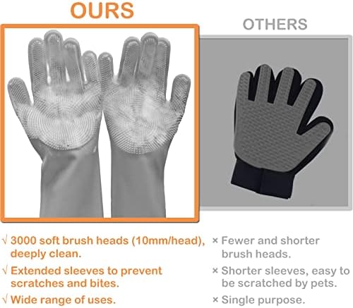 Silicone Pet Grooming Gloves Dog Washing Gloves for Bathing Massaging - Image 2