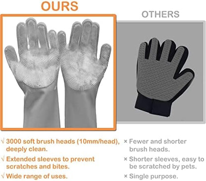Silicone Pet Grooming Gloves Dog Washing Gloves for Bathing Massaging - Image 2