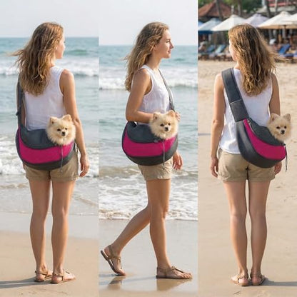 Small Dog Sling Carrier, Sling Pet Pouch to Wear Medium Dog Cat Travel Breathable, Soft-Sided Crossbody Puppy Carrying Purse Bag, L, Rose - Image 5