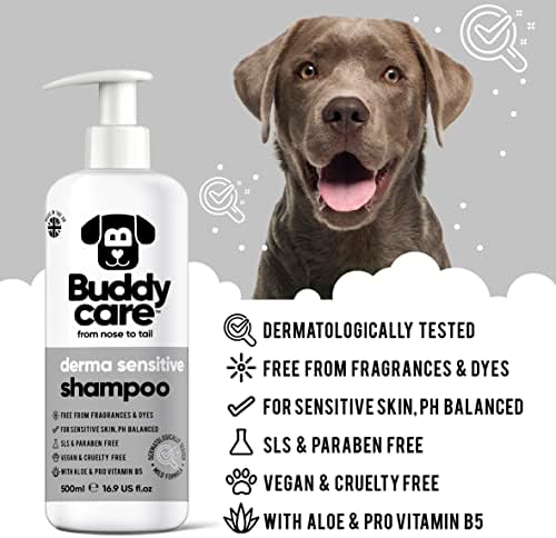 Derma Sensitive Dog Shampoo by Buddycare | Dry Skin & Itchy Skin Relief for Smelly Dogs | Deep Cleansing for Dogs Puppy Sensitive Skin | Dog Shampoo & Conditioner | with Aloe & Vitamin B5 (16.90oz) - Image 2