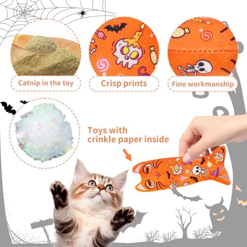 Halloween Christmas Cat Catnip Toys for Indoor Cats Random 4 Pcs - Image 4